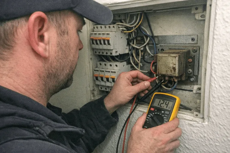 Prüfung der elektrischen Spannung im Sicherungskasten